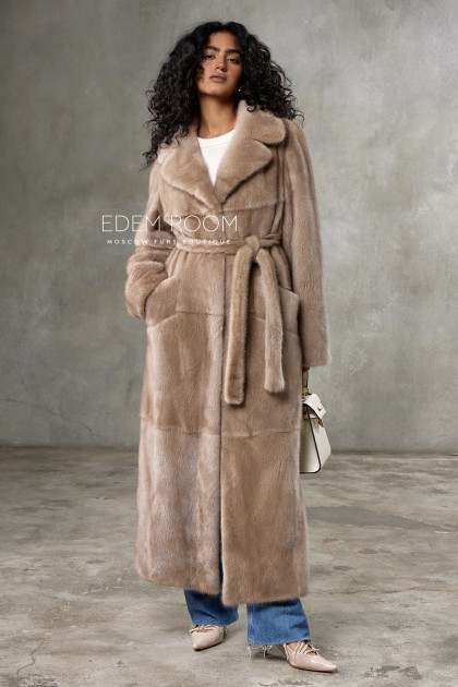 длинная норковая шуба с поясом длинная норковая шуба с поясом