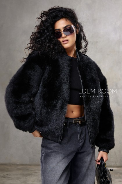 короткая шуба - бомбер из овчины