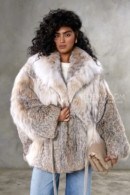 шуба - пончо из меха рыси