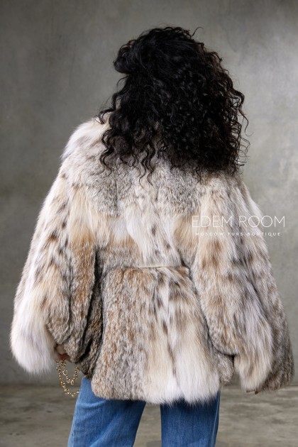 шуба - пончо из меха рыси