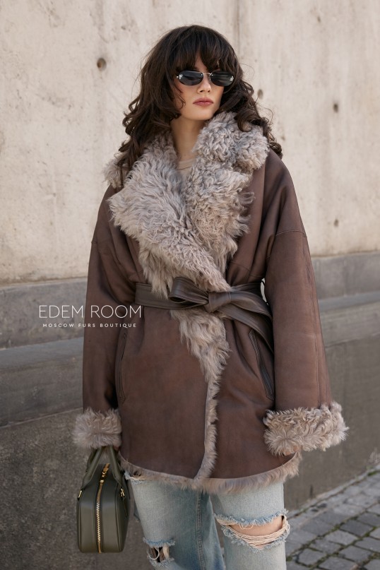 двусторонняя шуба - дублёнка из испанского тиградо