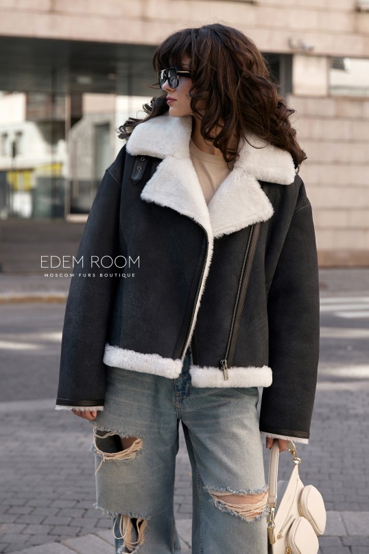 короткая куртка - дублёнка из мерино