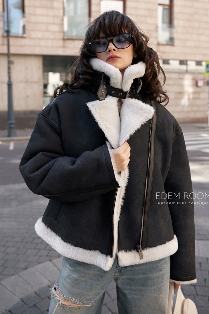 короткая куртка - дублёнка из мерино