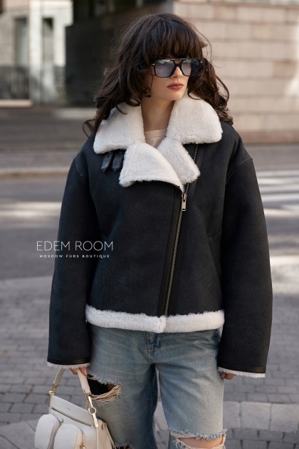 короткая куртка - дублёнка из мерино