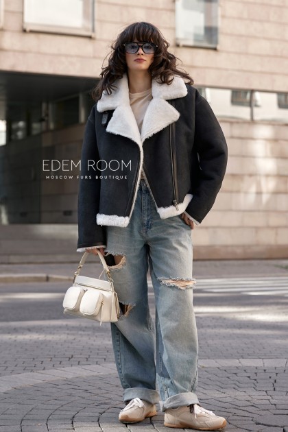 короткая куртка - дублёнка из мерино