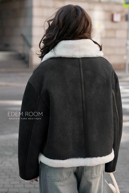 короткая куртка - дублёнка из мерино