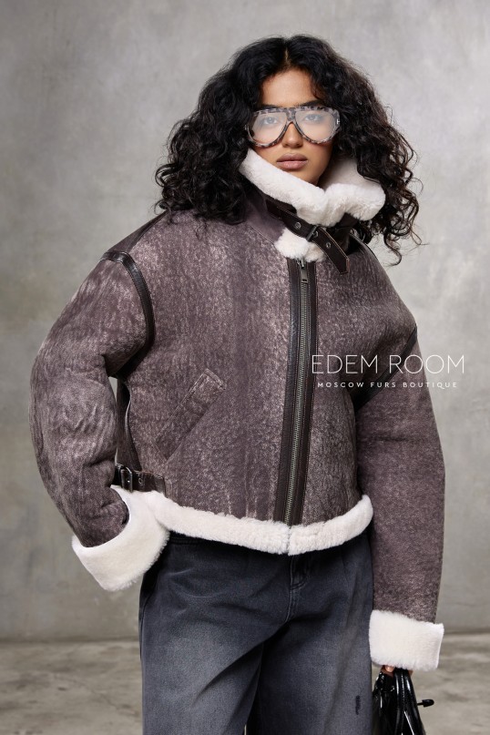 куртка - дублёнка из винтажной кожи