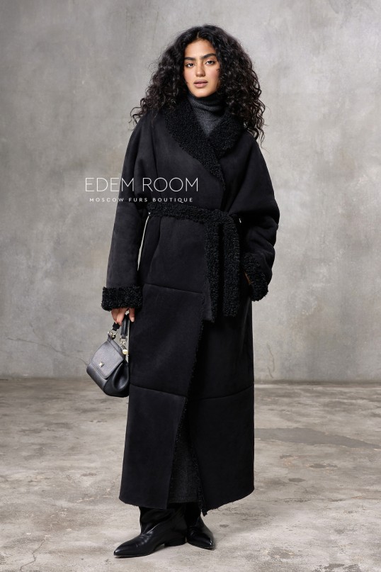 удлиненная дублёнка из эко - замши