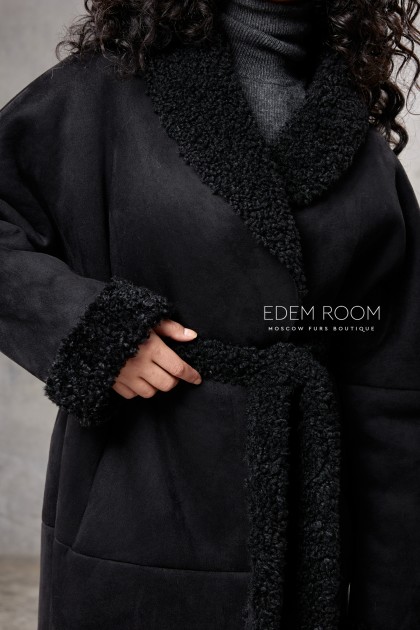 удлиненная дублёнка из эко - замши