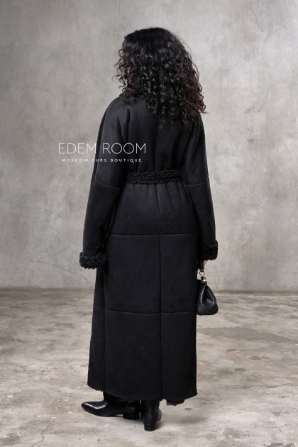 удлиненная дублёнка из эко - замши