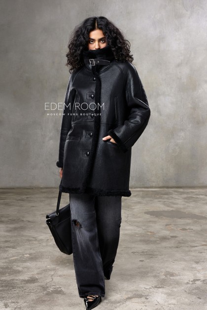 чёрная современная дублёнка