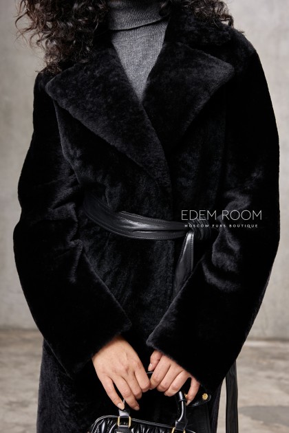 шубка - дублёнка под пояс