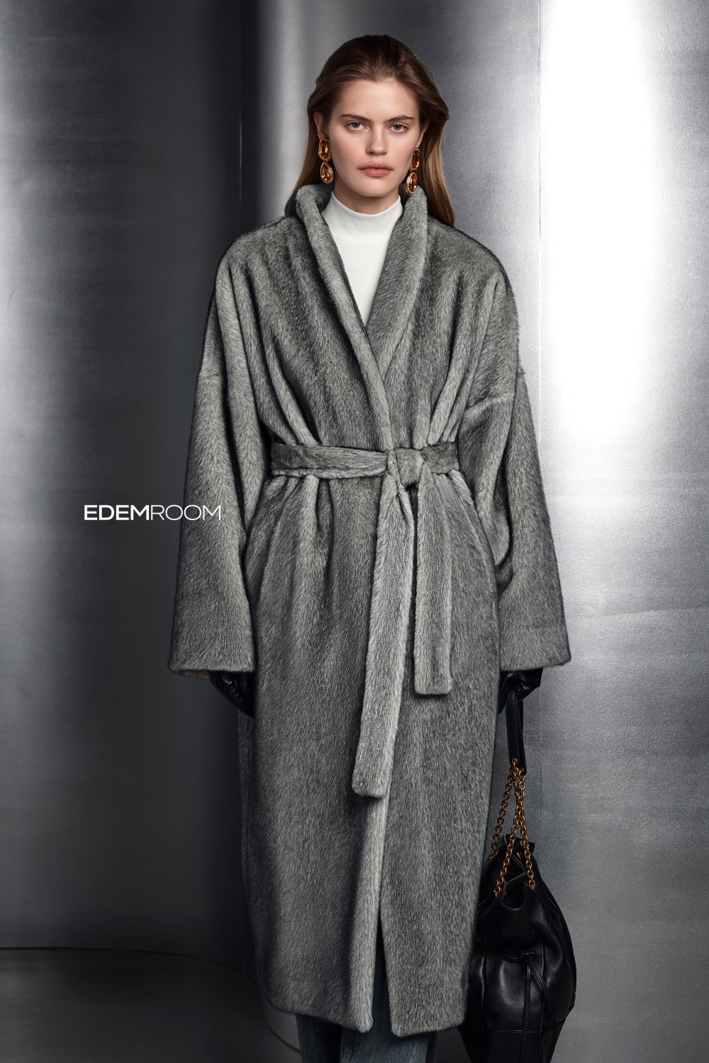 шуба - халат из эко норки