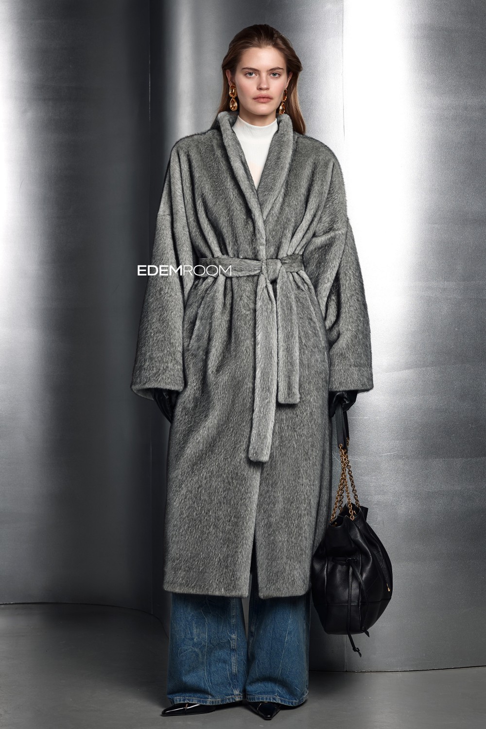 шуба - халат из эко норки