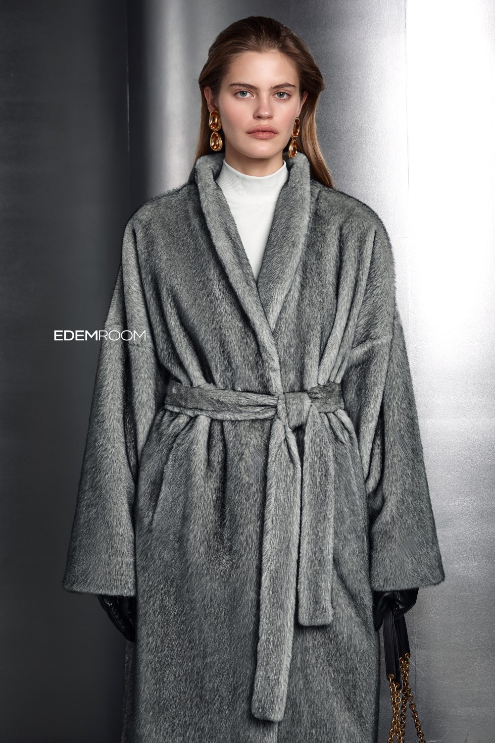 шуба - халат из эко норки