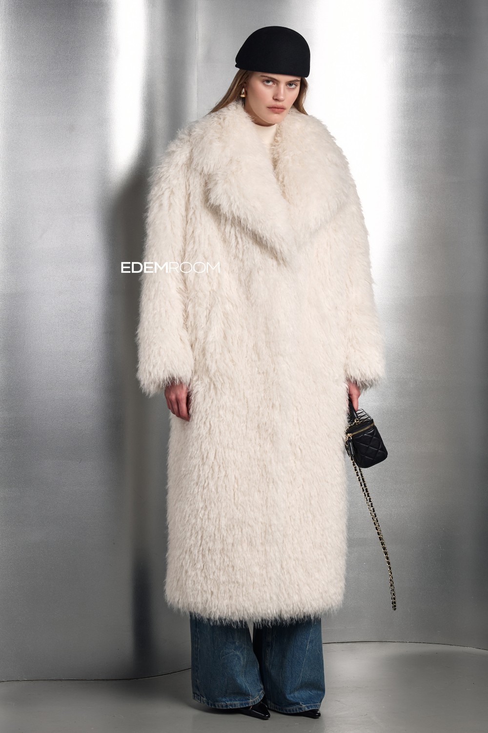 длинная шуба из эко ламы