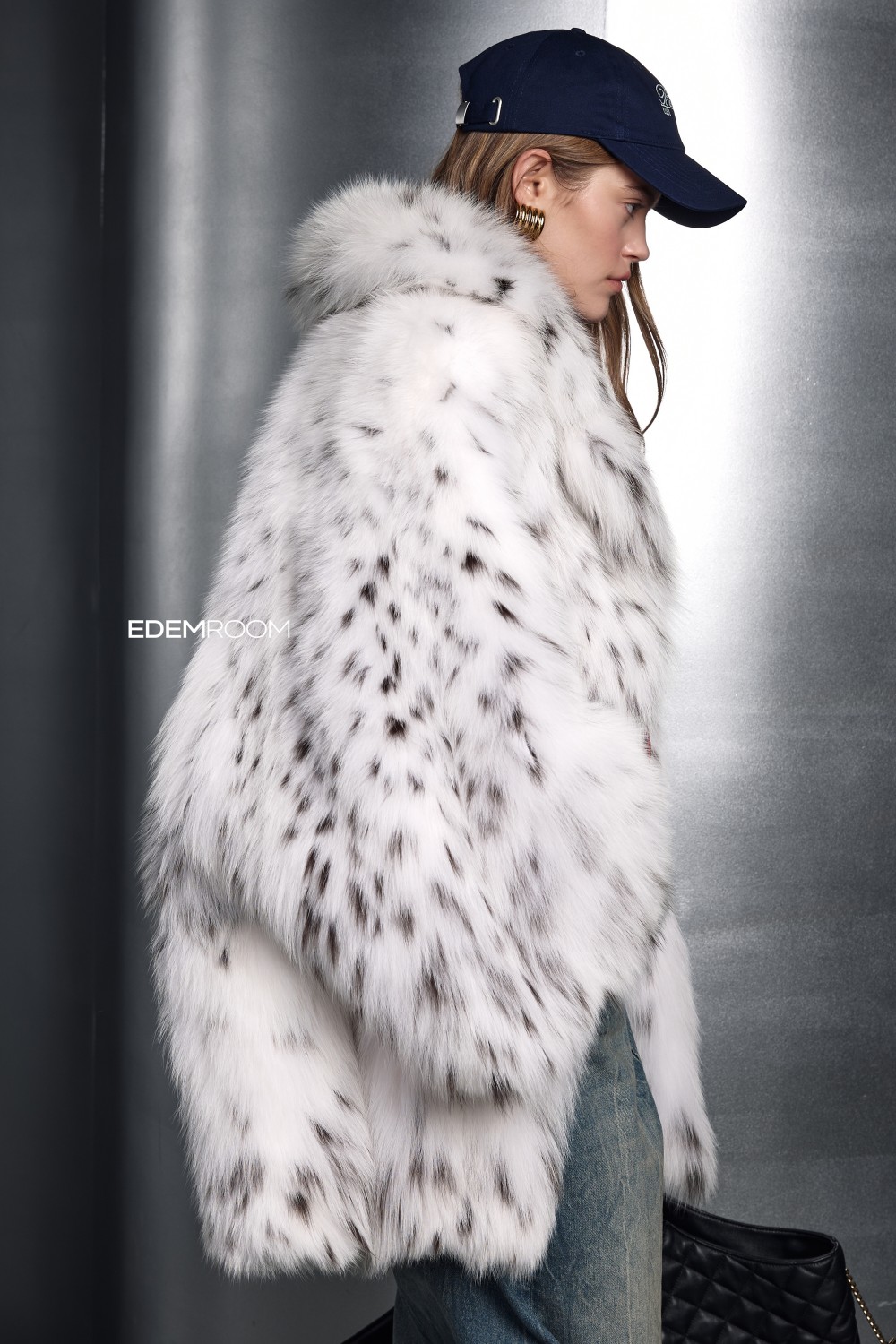 комбинированная шуба из лисы и рыси