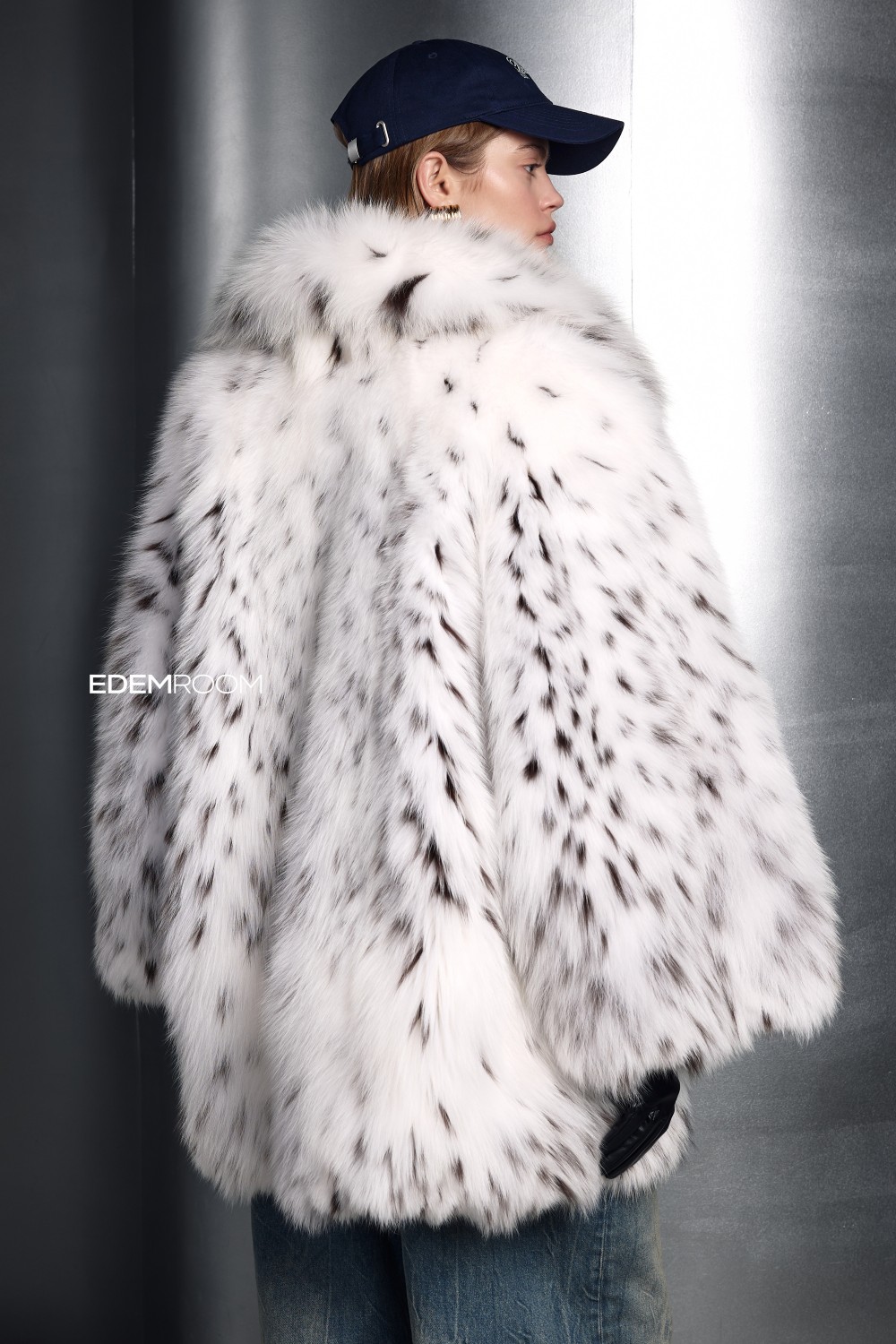 комбинированная шуба из лисы и рыси