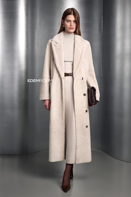 итальянская бежевая дублёнка 