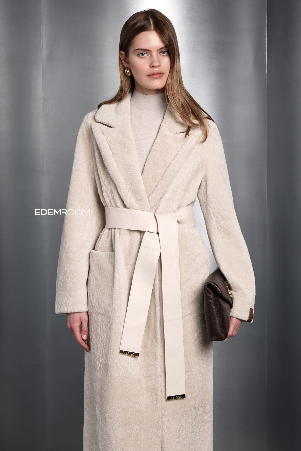 итальянская бежевая дублёнка 