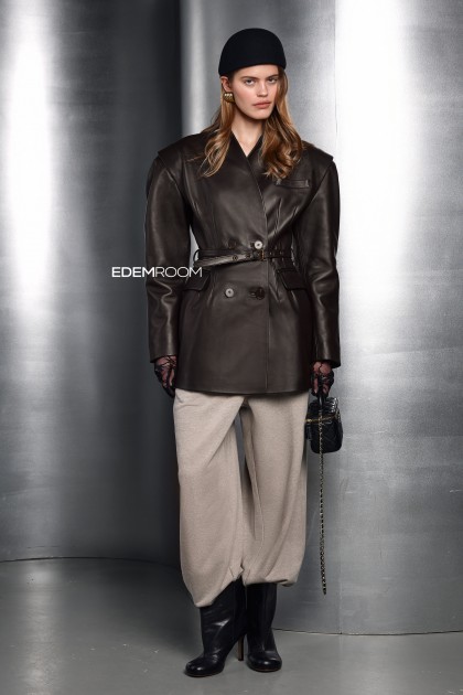 коричневый кожаная пиджак