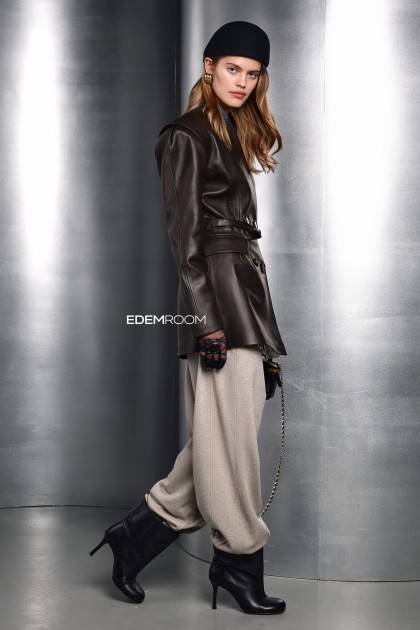 коричневый кожаная пиджак