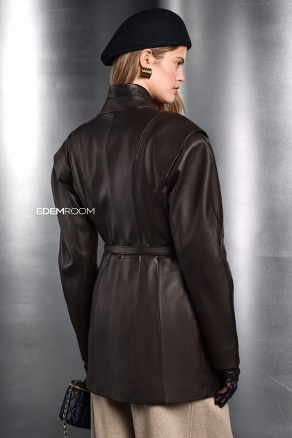 коричневый кожаная пиджак