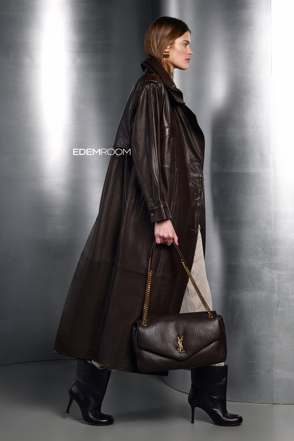 женский тренч из кожи joombo