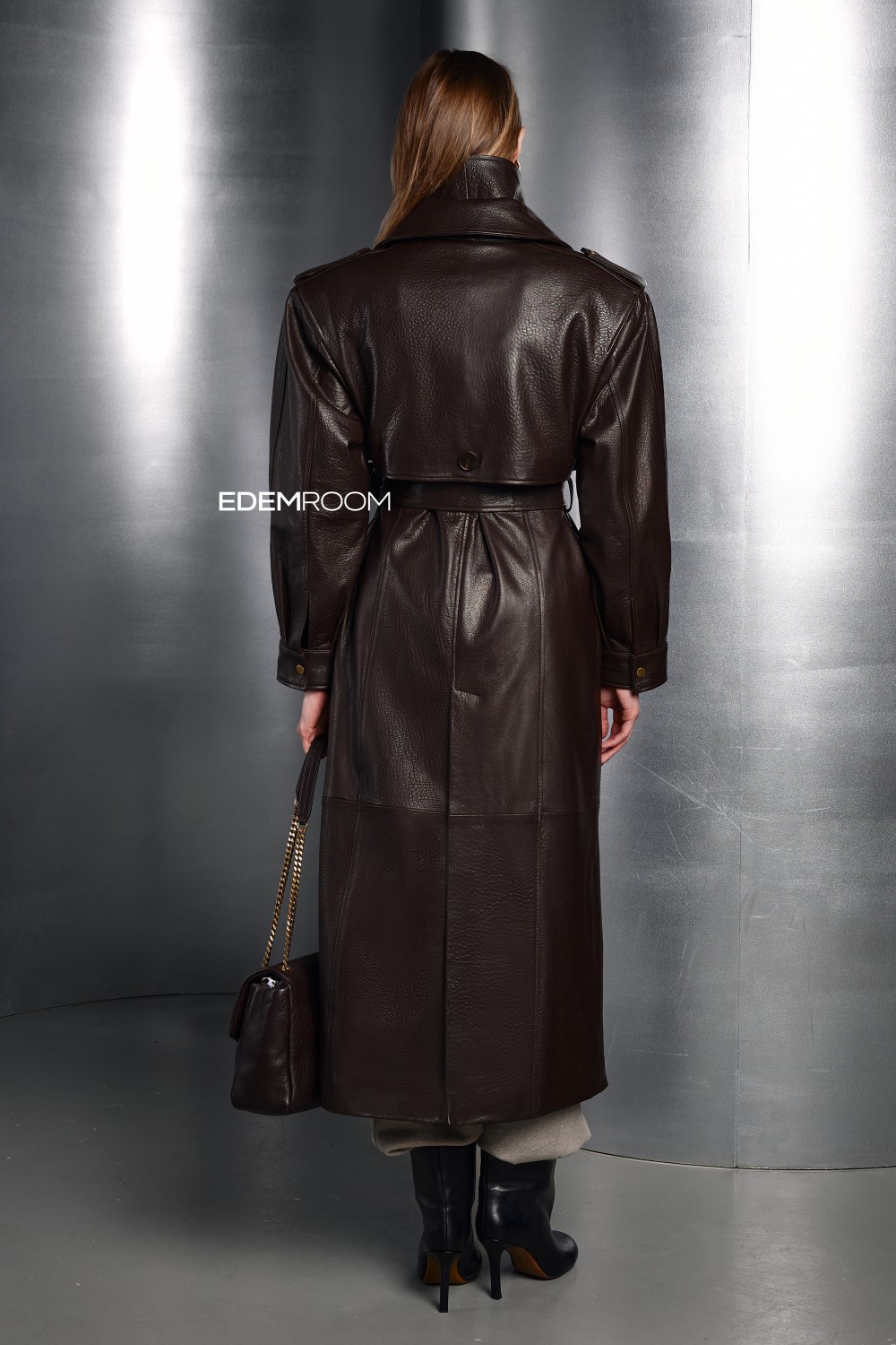 женский тренч из кожи joombo