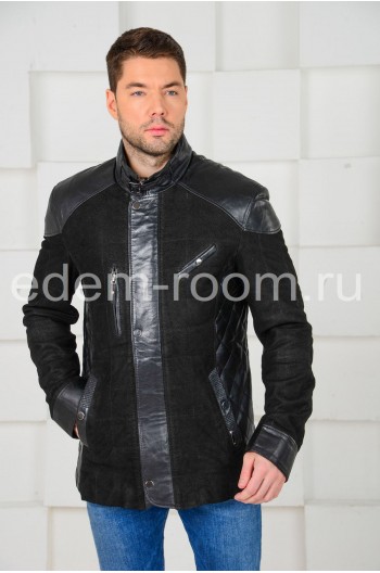 Чёрная кожаная куртка для мужчин