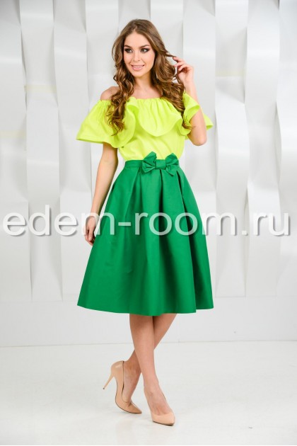 Хлопковый костюм юбка + блузка