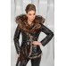 Женская куртка кожаная с мехом