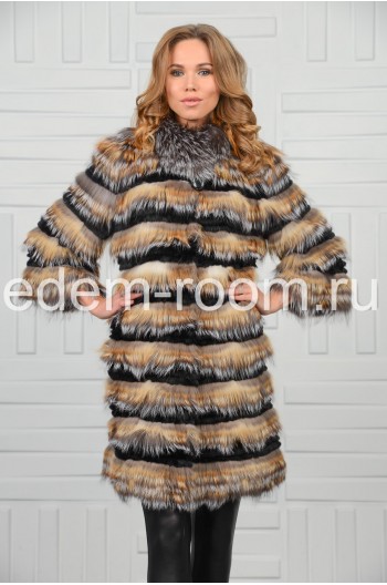 Пальто на кашемире из меха лисы
