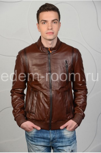 Мужская куртка из коричневой кожи