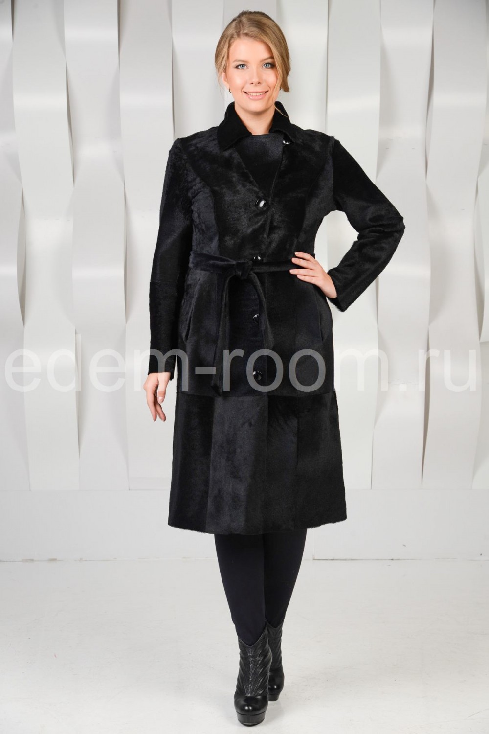 Женское пальто из стриженного барашка