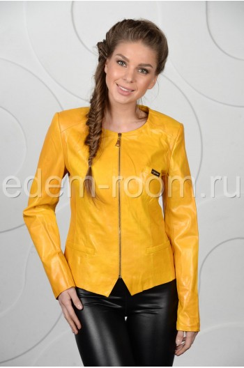 Жёлтая куртка из эко-кожи