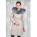 Женское пальто из экокожи с мехом чернобурки