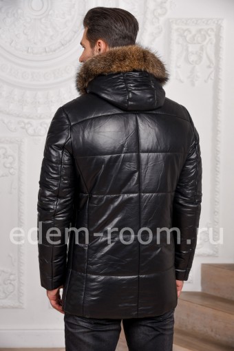 Зимняя мужская кожаная куртка