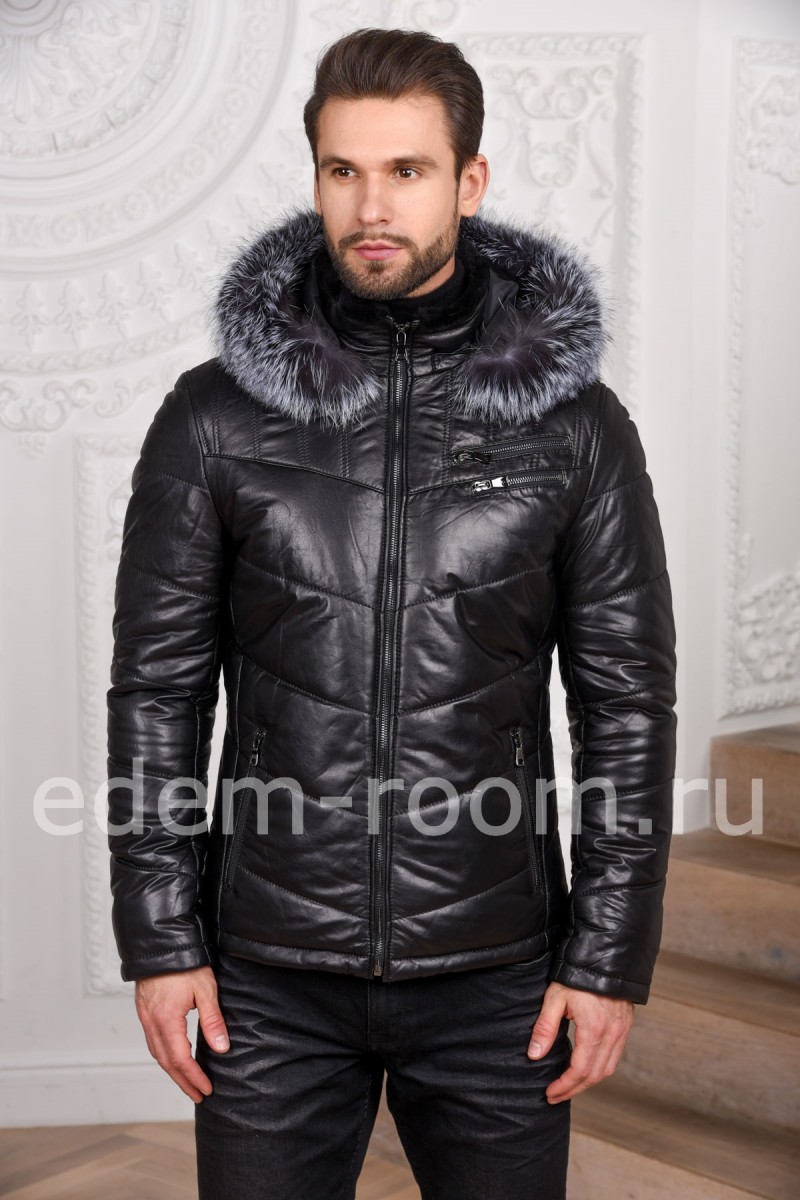 Кожаная мужская кожаная куртка - Зима 2019