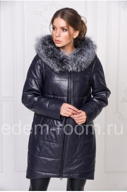 Кожаный пальто с капюшоном
