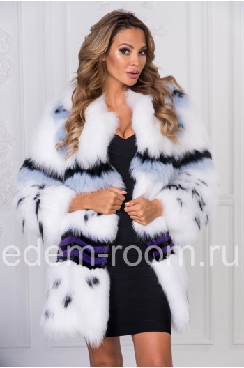 Меховое пальто из вязаной лисы
