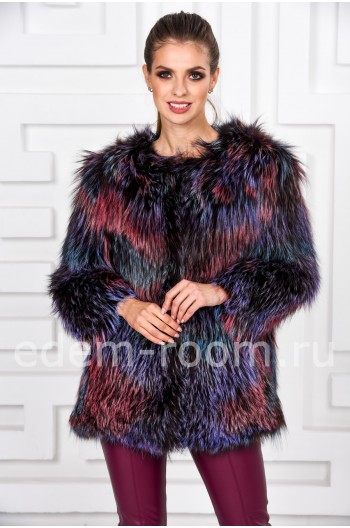 Меховая куртка из вязаной лисы