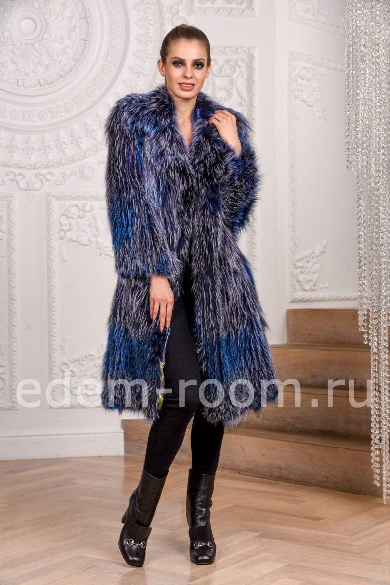 Вязаное меховое пальто из лисы