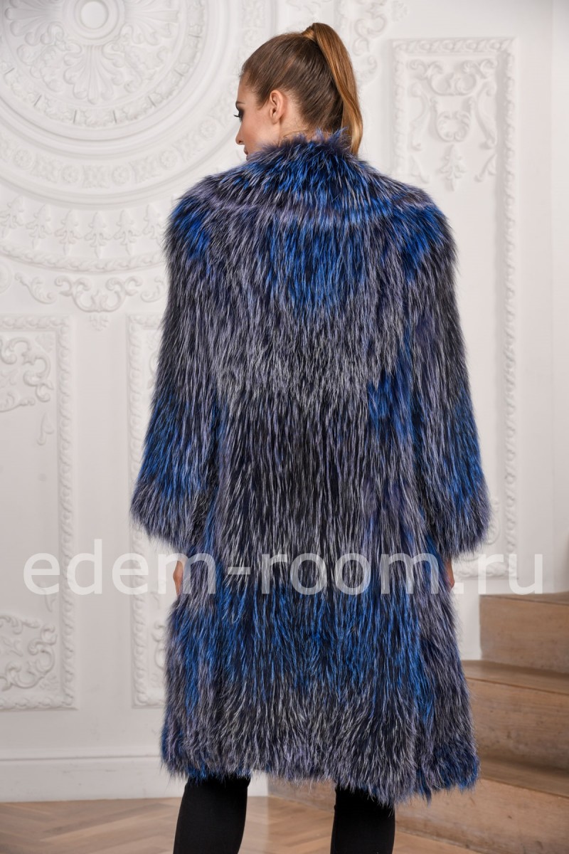 Вязаное меховое пальто из лисы