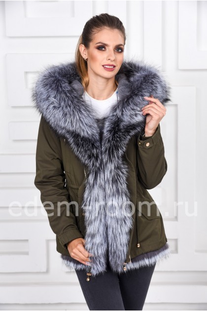 Меховая куртка-парка из чернобурки