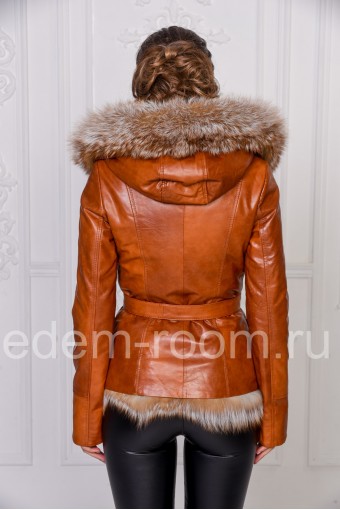 Куртка из эко-кожи и меха лисы