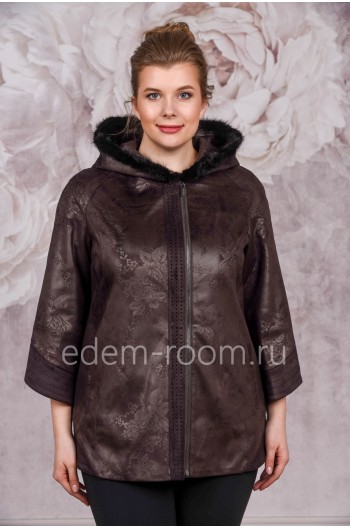 Женская куртка из эко-замши для больших размеров