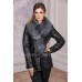 Женская кожаная куртка с меховым воротником