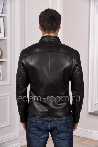 Черная современная куртка из натуральной кожи для мужчин легкая