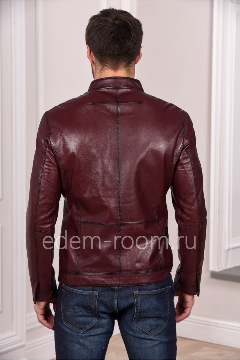 Куртка из натуральной кожи в оригинальном стиле, коричневая